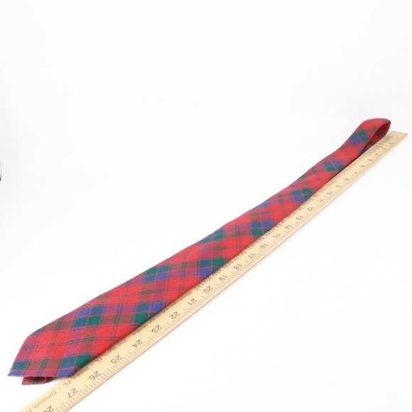 Ingles Buchan Tie Men Red Blue Green Plaid Wool Classic Scotland - Picture 11 of 12